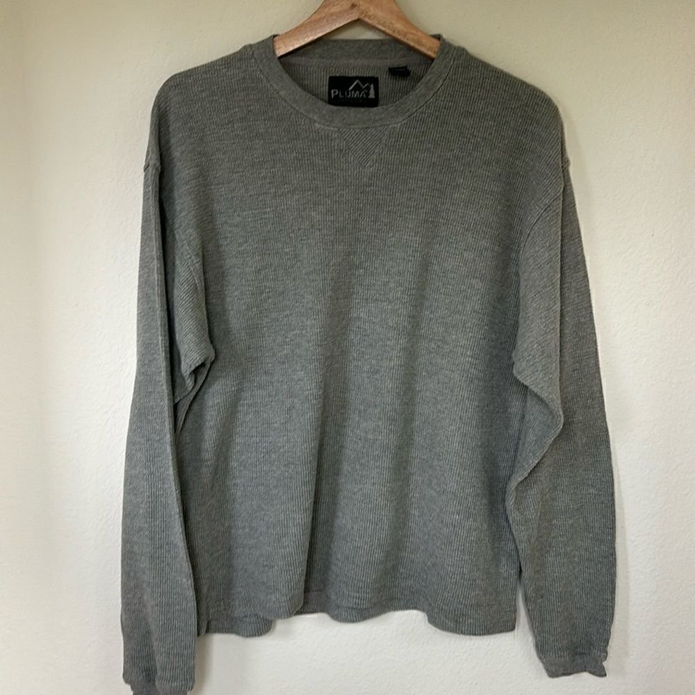 Vintage‎ Thermal Shirt Gray Waffle Knit 80’s Mens Large  Pluma Outdoor